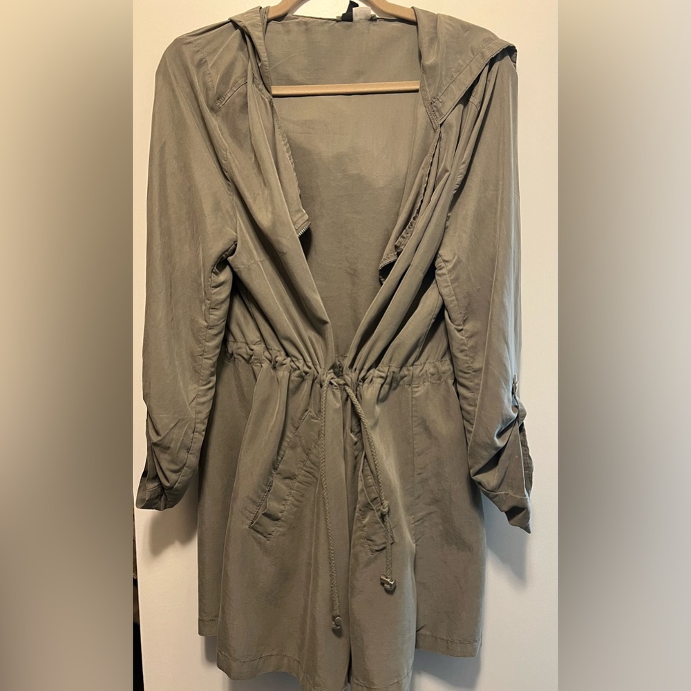 H&M Front Zipper Solid Color Drawstring Waist Hoodie Jacket, Casual Daily Wear.